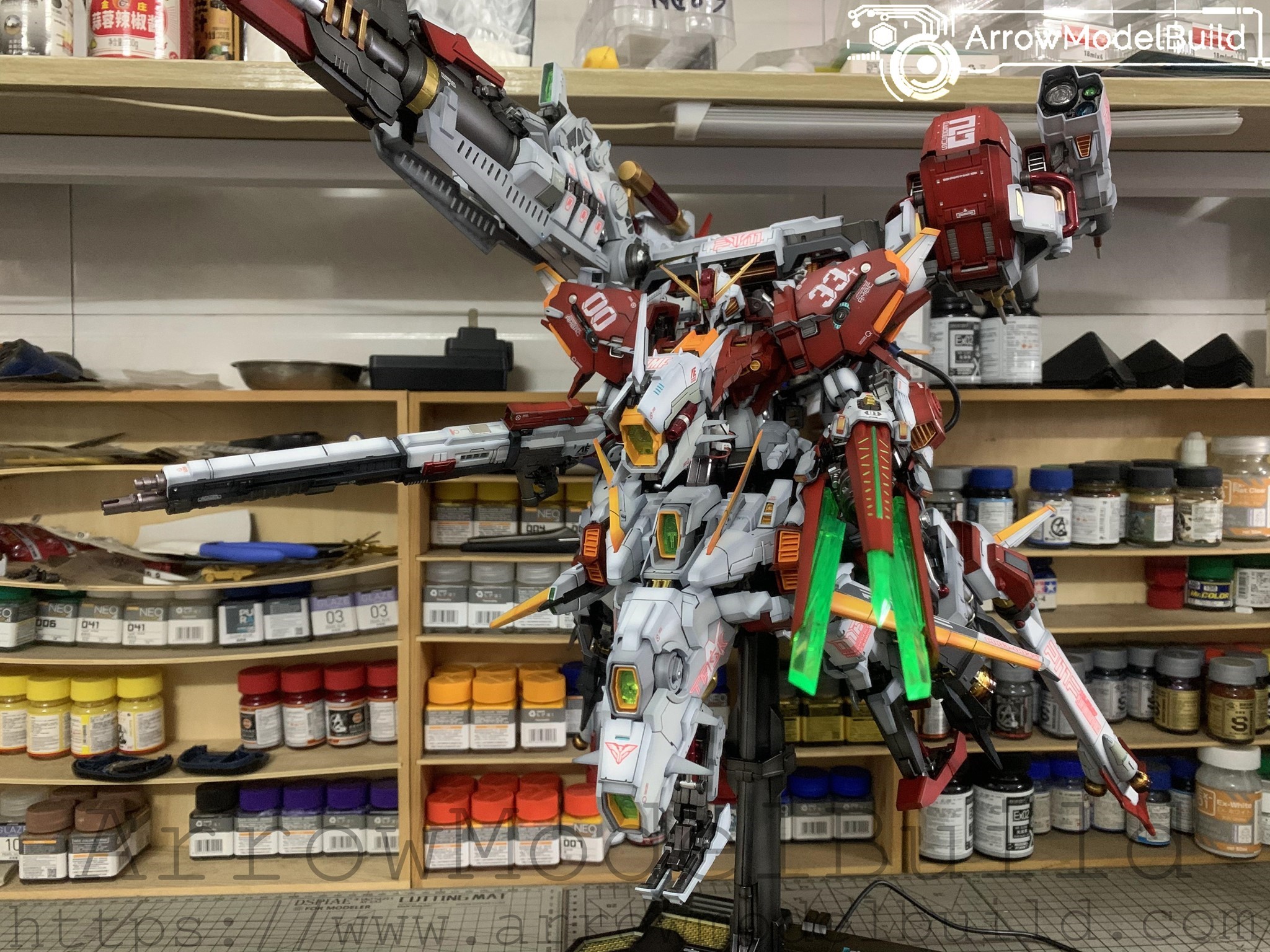 Picture of ArrowModelBuild Deep Striker 2.0 Gundam (Custom Red) Built & Painted PG 1/60 Model Kit