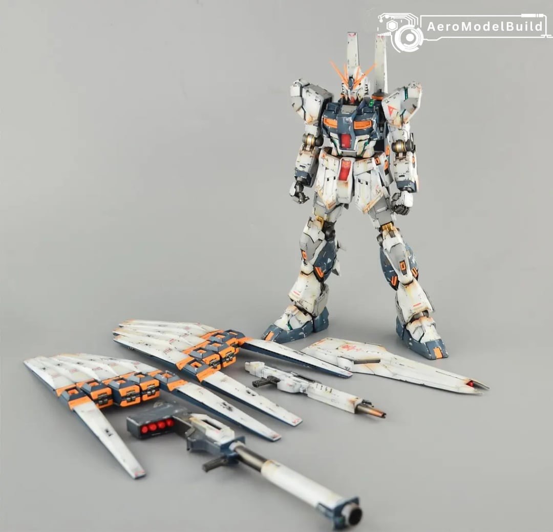 Picture of AeroModelBuild Nu Gundam Ver.ka Twin Funnel Weaterthing Built & Painted MG 1/100 Model Kit