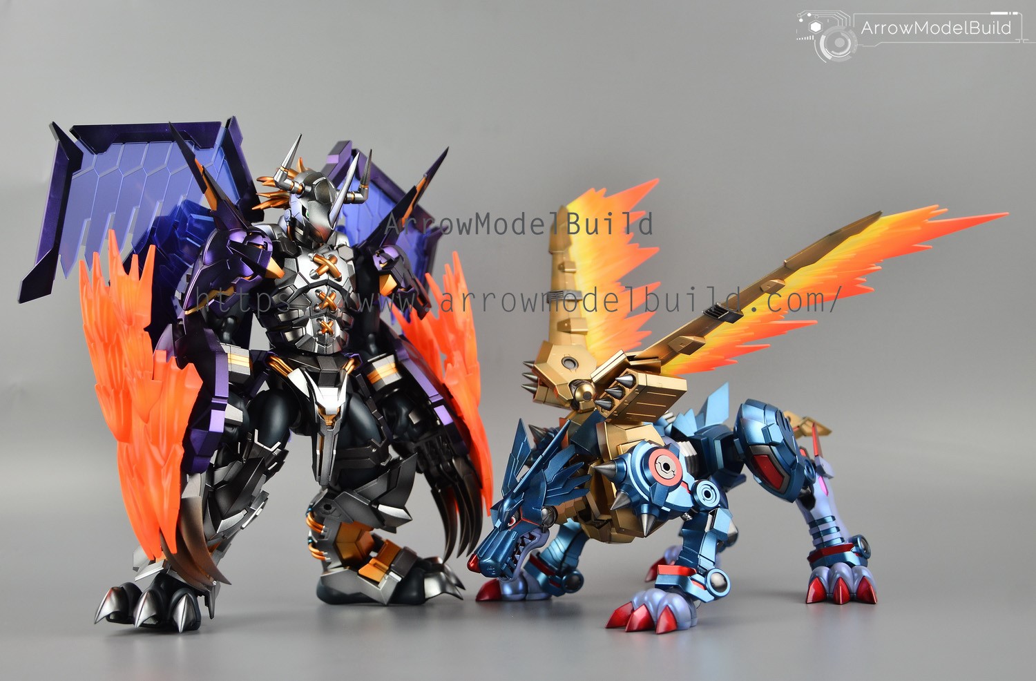 Picture of ArrowModelBuild Black Wargreymon (Amplified) & Metal Garurumon (Amplified) Advanced Process Metal Coloring Built & Painted Model Kit